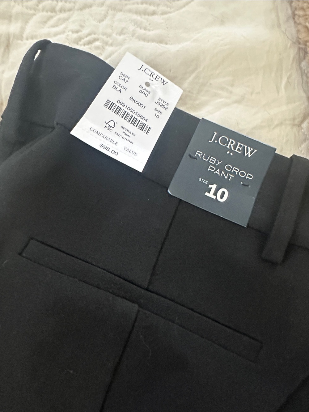 J. Crew Black Cropped Tailored Ankle Pants New sz 10 - Picture 3 of 5